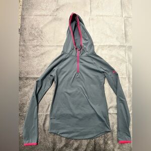Nike Gray Hooded Swim Top with Pink Accents